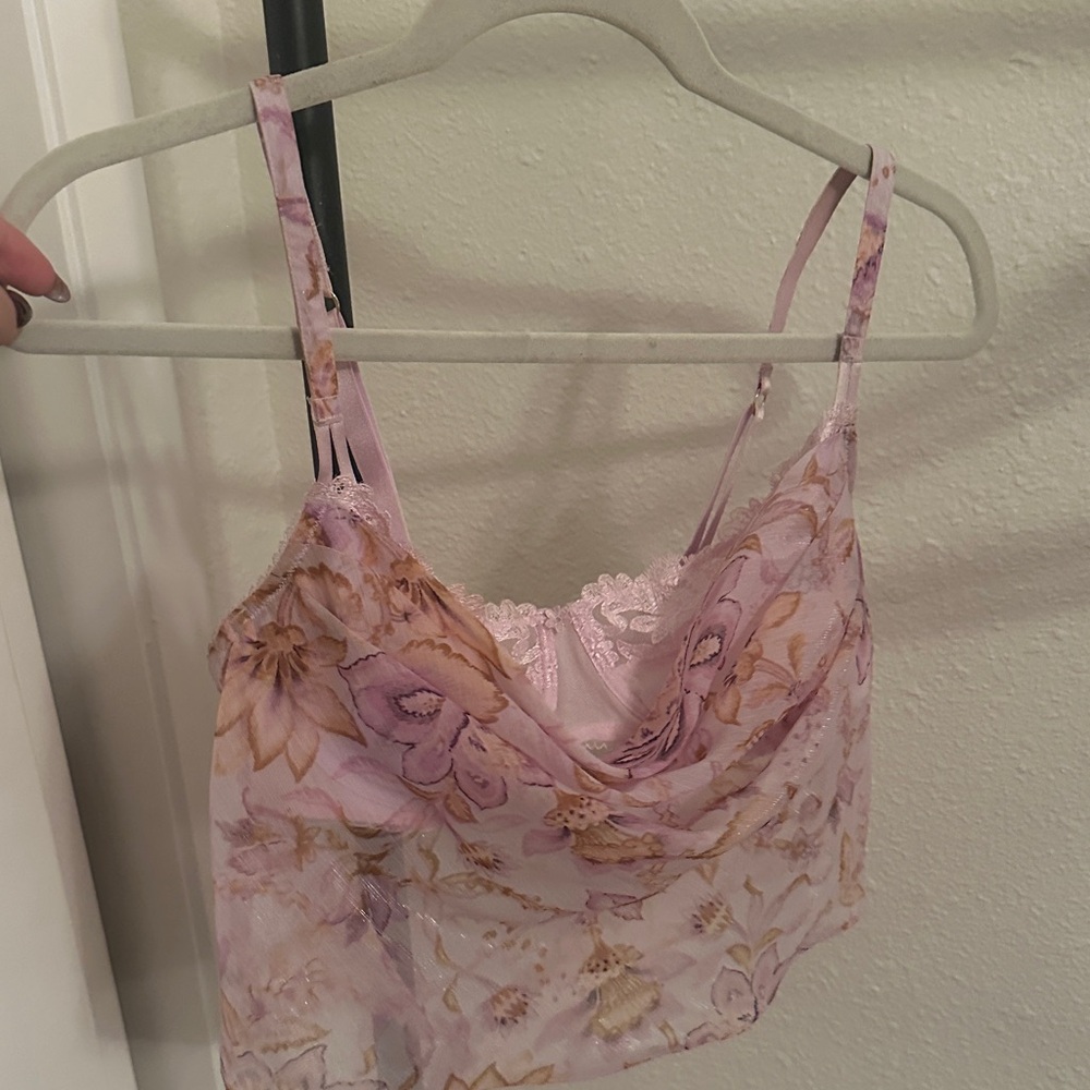 Victoria's Secret Floral Lace Bralette in Pink and Purple
